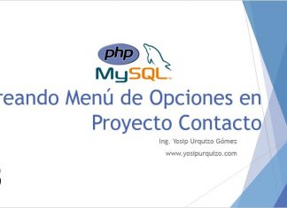 Creando Menú de Opciones en Contacto Creando Menu de Opciones en Proyecto Contacto